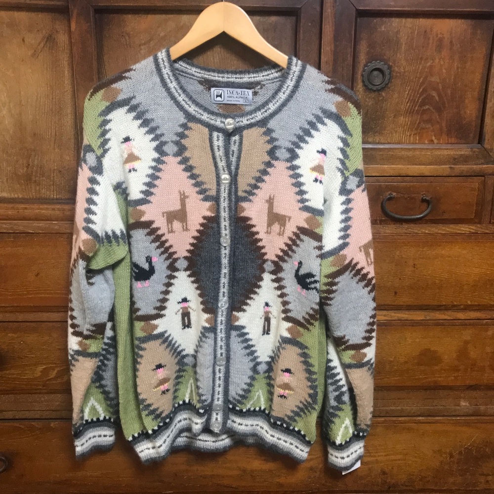 Bohemian Patterned Peruvian Sweater - image 1